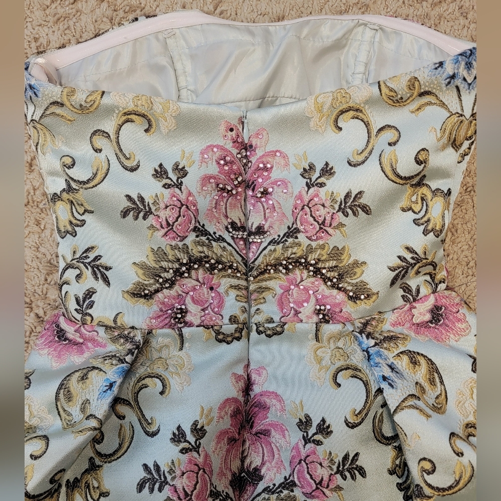 *Jovani Strapless Floral Mini Dress Rhinestones and Paisley Print* - Picture 8 of 11